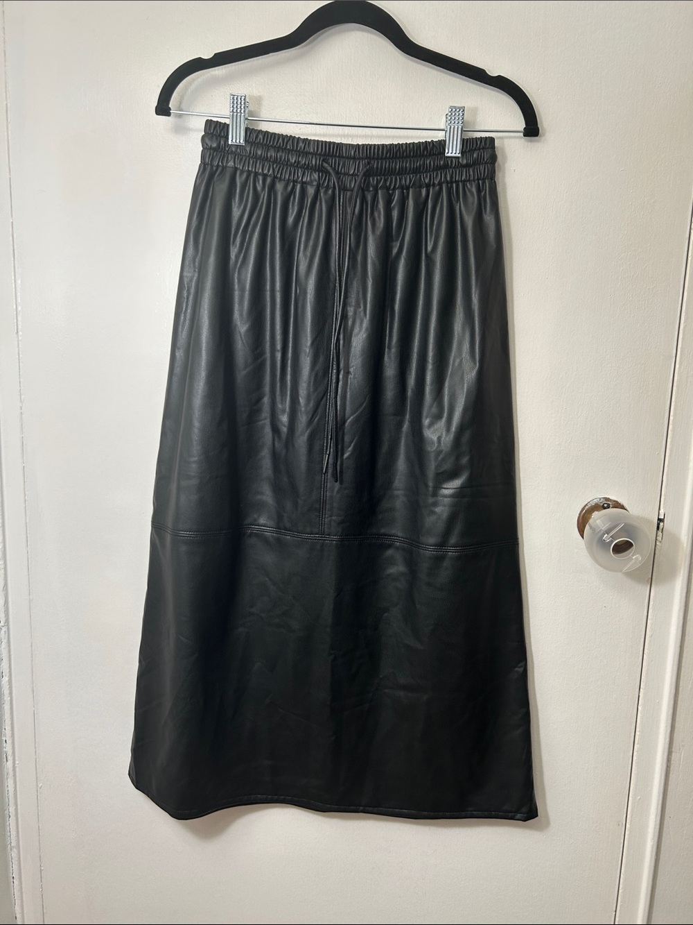 Simply Vera Vera Wang Black Faux Leather Maxi Drawstring Skirt